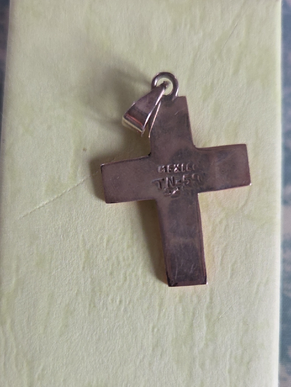 Pink Cross Stamped Pendant with Black Accent - Picture 3 of 3